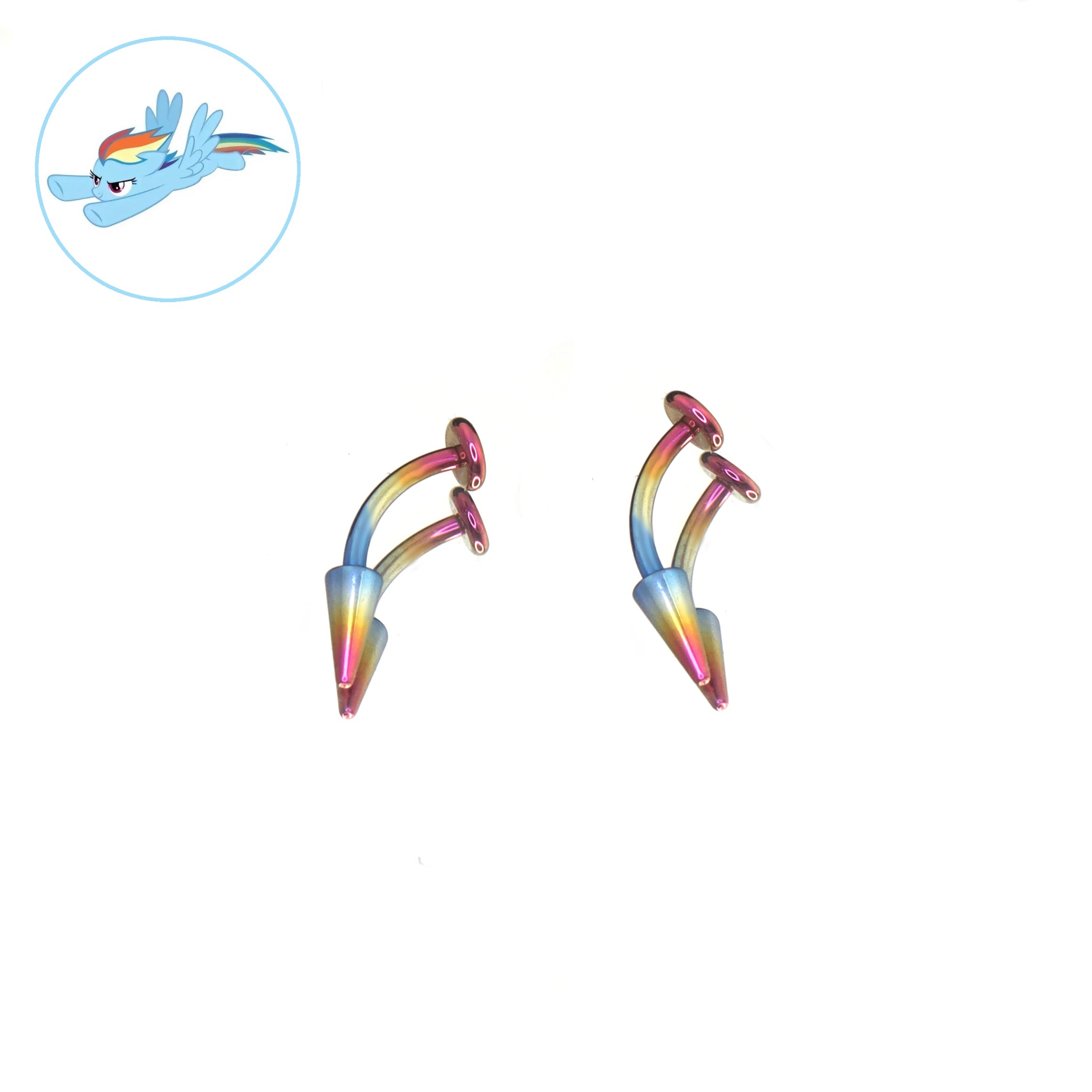 MLP Colorful Titanium Rook/Eyebrow/Lip Stud Collection - MLP Colorful Titanium Rook/Eyebrow/Lip Stud Collection - Rainbow Dash / 6mm / Single by CRUXJEWELRY