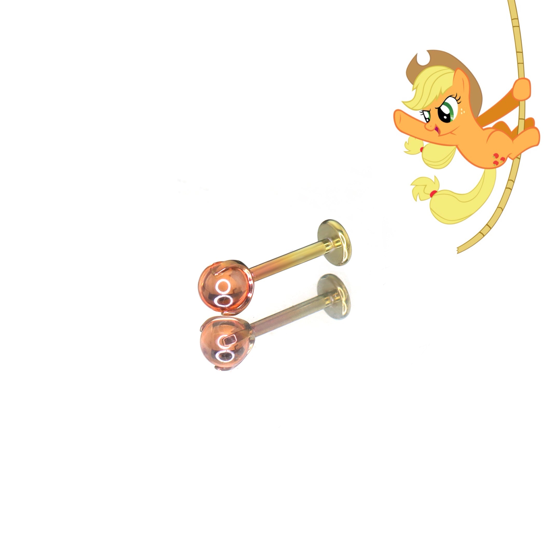 MLP F-136 Titanium Flat-Back Ear/Lip/Nostril Stud - MLP F-136 Titanium Flat-Back Ear/Lip/Nostril Stud - Applejack / 5mm by CRUXJEWELRY