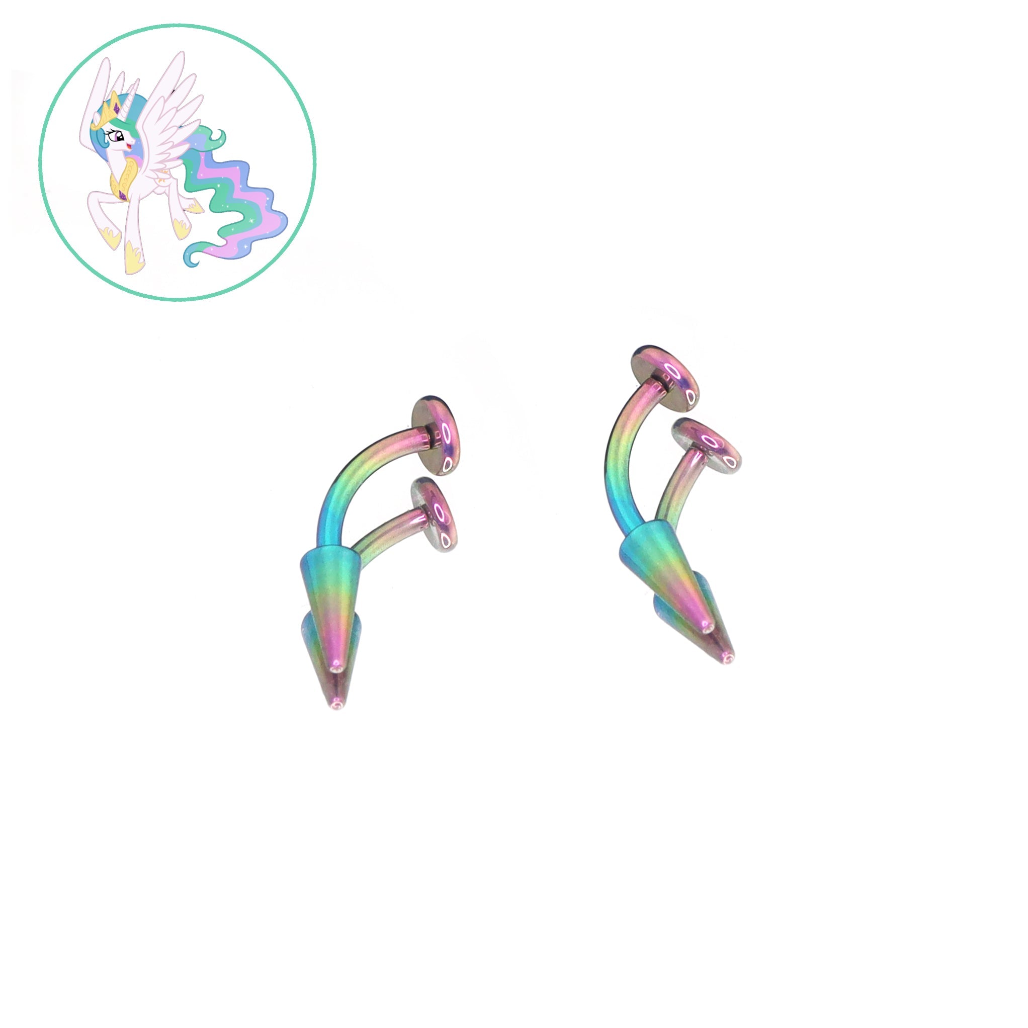 MLP Colorful Titanium Rook/Eyebrow/Lip Stud Collection - MLP Colorful Titanium Rook/Eyebrow/Lip Stud Collection - Princess Celestia / 6mm / Single by CRUXJEWELRY