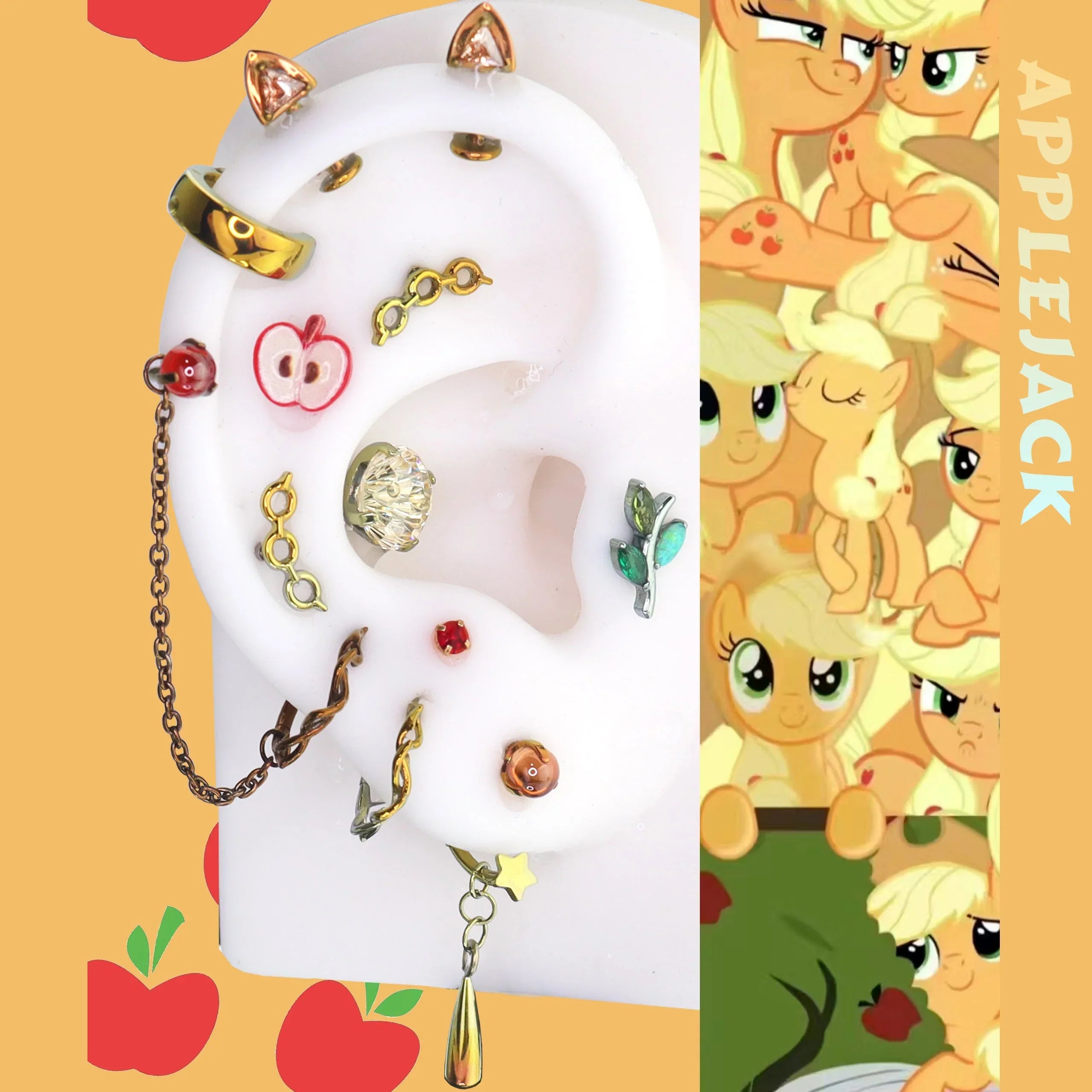 MLP Applejack Series Ear Accessories Set - MLP Applejack Series Ear Accessories Set - SMAII EAR / 16G-1.2mm / 5mm by CRUXJEWELRY