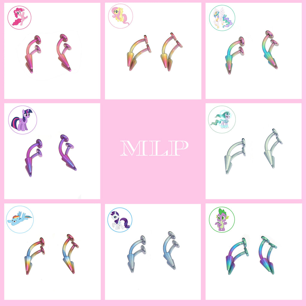 MLP Colorful Titanium Rook/Eyebrow/Lip Stud Collection - MLP Colorful Titanium Rook/Eyebrow/Lip Stud Collection - Twilight Sparkle / 6mm / Single by CRUXJEWELRY