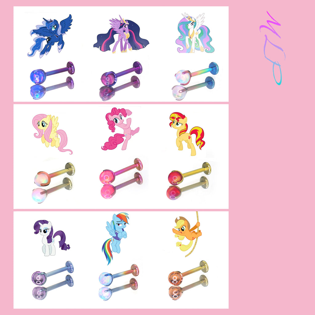 MLP F-136 Titanium Flat-Back Ear/Lip/Nostril Stud - MLP F-136 Titanium Flat-Back Ear/Lip/Nostril Stud - Rainbow Dash / 5mm by CRUXJEWELRY