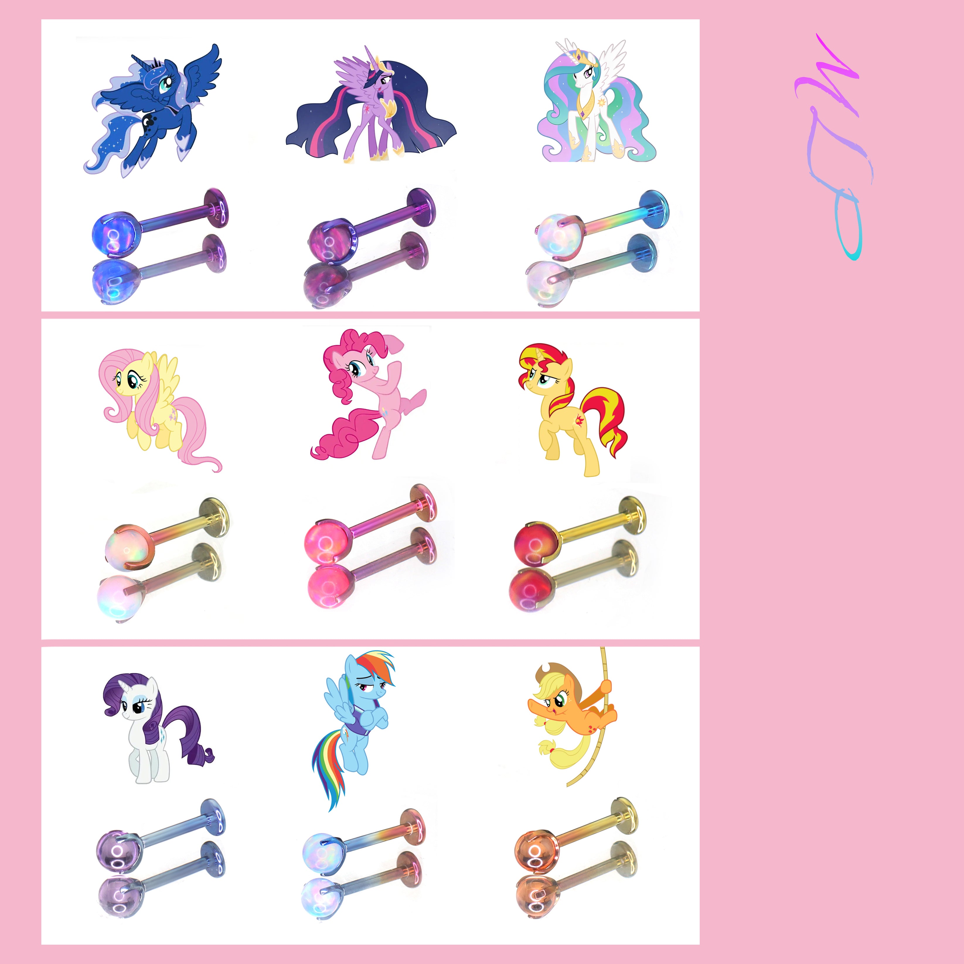 MLP F-136 Titanium Flat-Back Ear/Lip/Nostril Stud - MLP F-136 Titanium Flat-Back Ear/Lip/Nostril Stud - Rainbow Dash / 5mm by CRUXJEWELRY