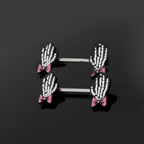 PAIR OF White Skeleton Hand stainless steel Nipple Rings - PAIR OF White Skeleton Hand stainless steel Nipple Rings - Default Title by CRUXJEWELRY