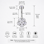 Kirschblüten-Bauchnabelpiercing aus Titan und Zirkonia 