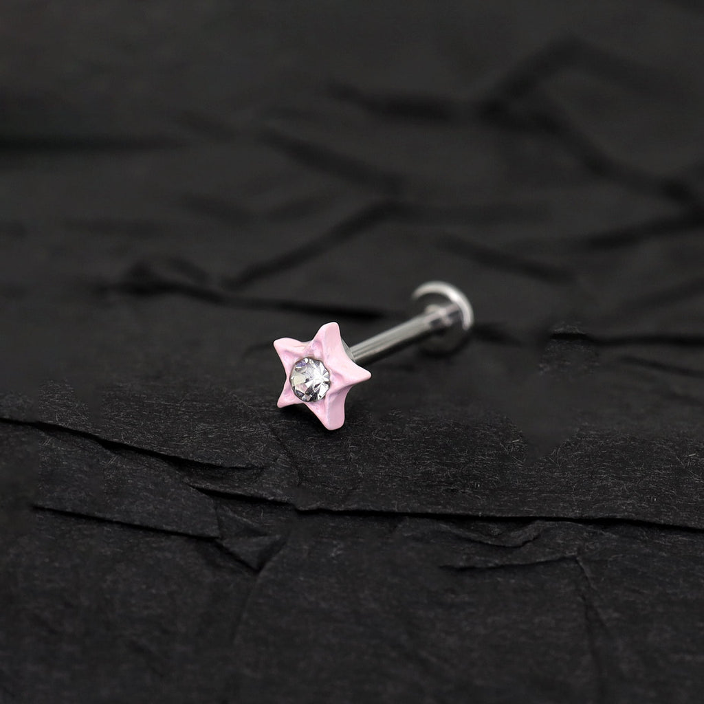 CZ & Resin Star Internally Threaded Stud - CZ & Resin Star Internally Threaded Stud - Radiant White / 6mm by CRUXJEWELRY