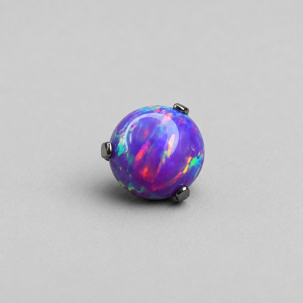 Titanium Fire Opal Three-Prong Piercing Top