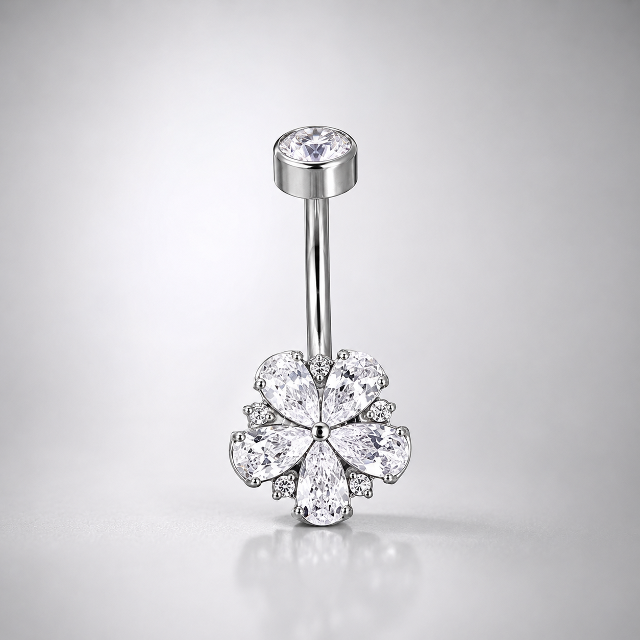 Kirschblüten-Bauchnabelpiercing aus Titan und Zirkonia 