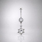 Snowflake CZ Dangle Titanium Belly Ring