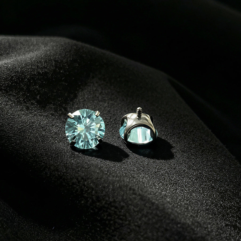 Emerald Green Moissanite Flat Back Stud - product image 3