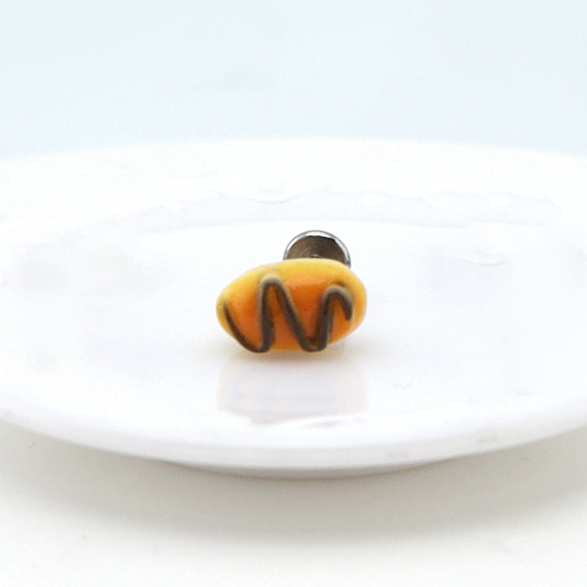 Star Baker - Chocolate Croissant Stainless Steel Ear Studs - Star Baker - Chocolate Croissant Stainless Steel Ear Studs - Single / 0.8mm/20G by CRUXJEWELRY