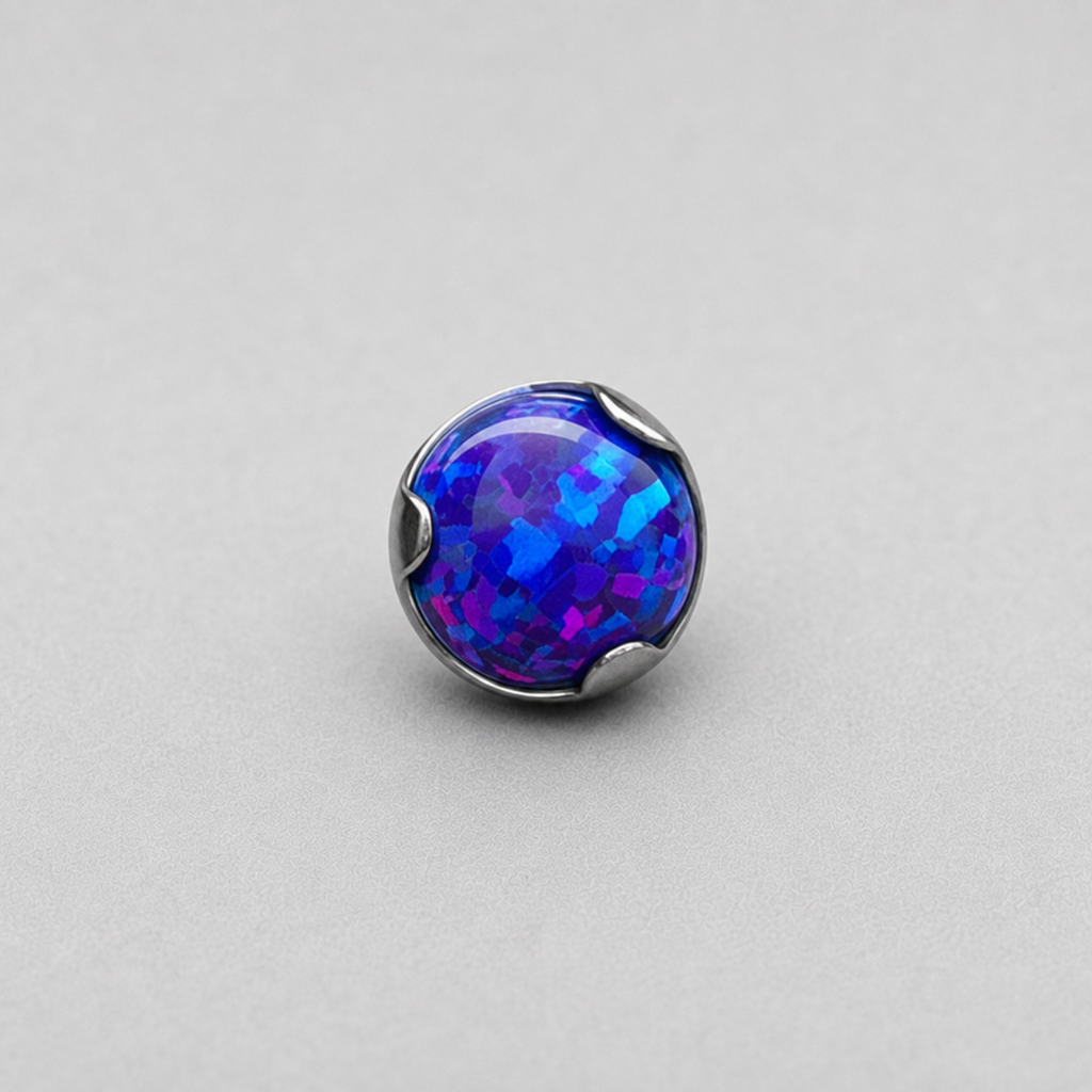 Titanium Fire Opal Wave-Edge Piercing Top