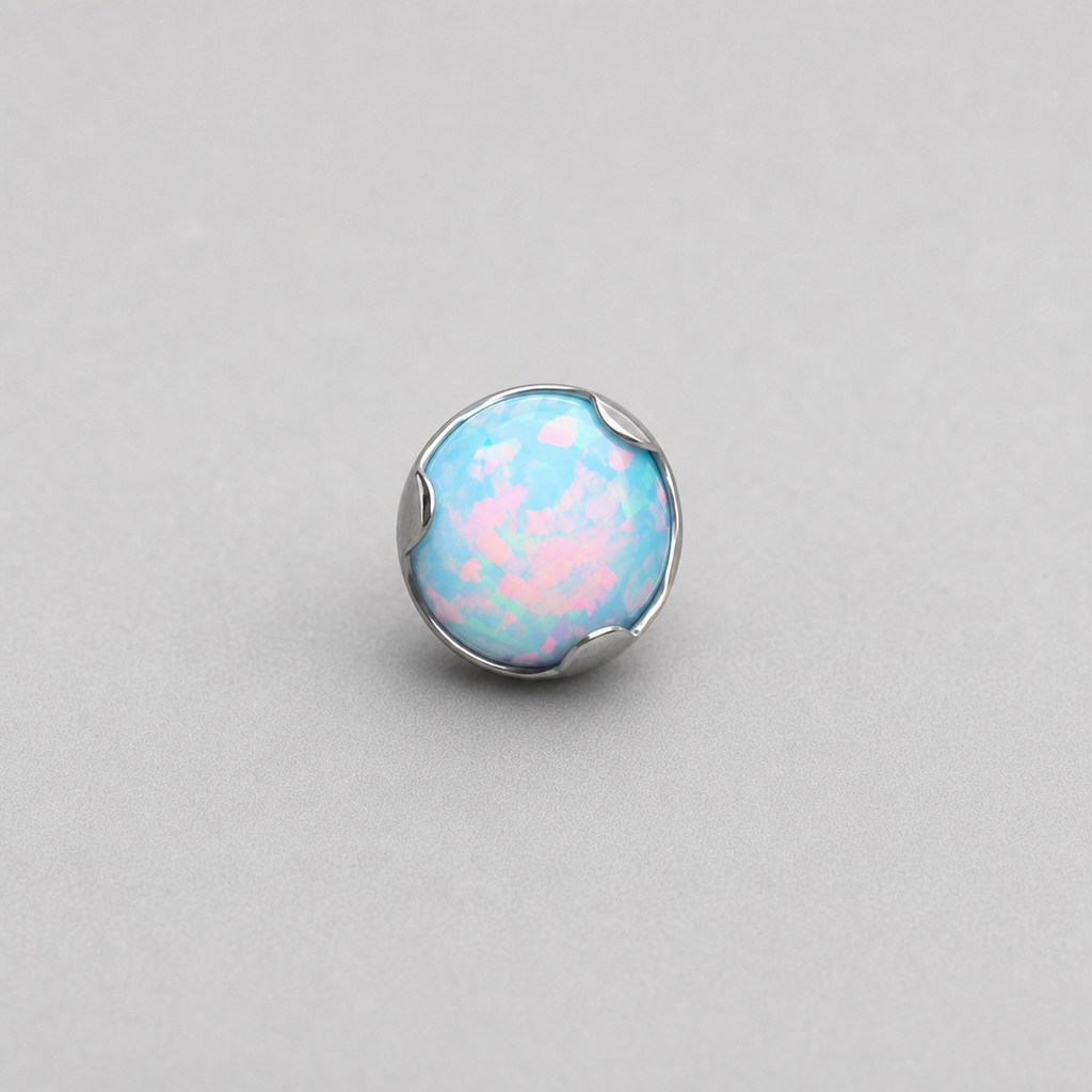 Titanium Fire Opal Wave-Edge Piercing Top