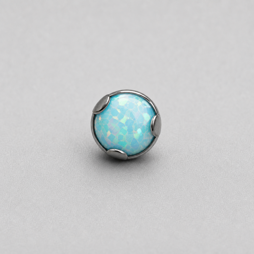Titanium Fire Opal Wave-Edge Piercing Top