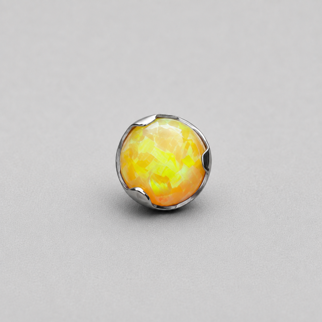 Titanium Fire Opal Wave-Edge Piercing Top