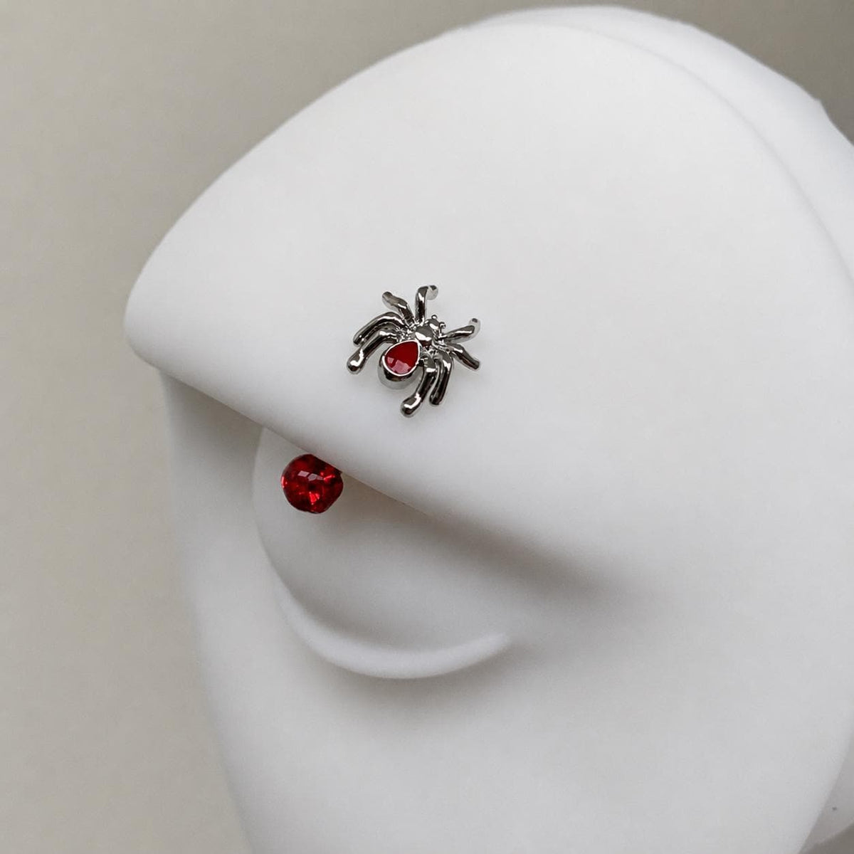 ETSY 4529721904 | IMAGE 3 | Red Gem Spider Titanium Eyebrow Barbell