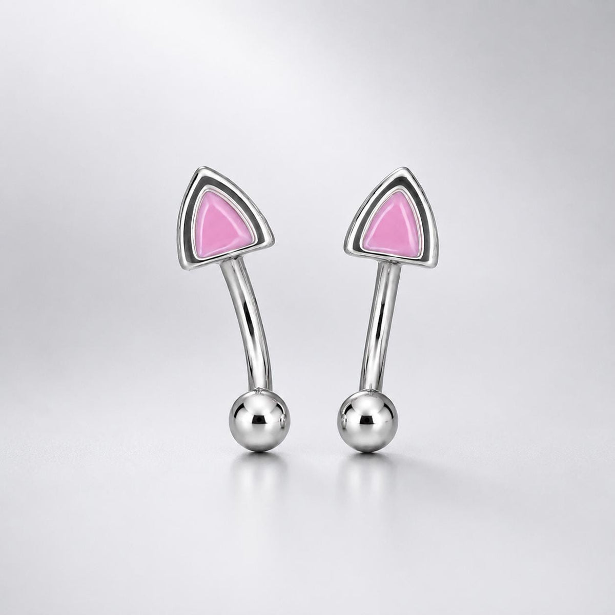 ETSY 4535504202 | IMAGE 4 | Pink Cat Ear Titanium Eyebrow Barbell