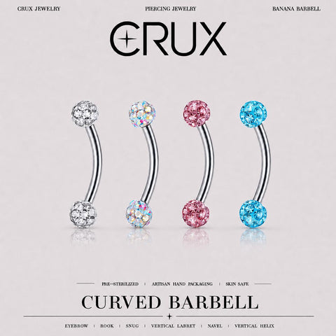 Pavé CZ Ball Titanium Eyebrow Barbell