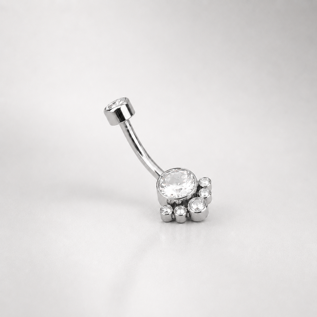 Rainbow CZ Cat Paw Titanium Navel Ring