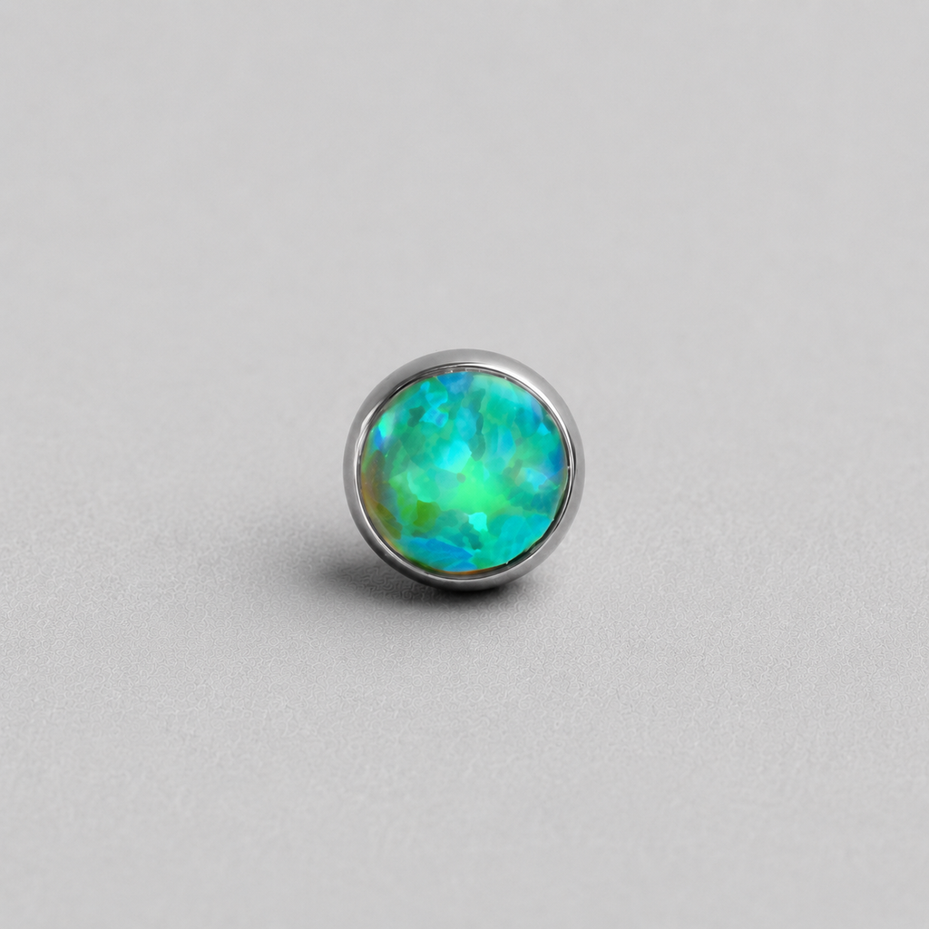 Titanium Fire Opal Threadless Piercing Top