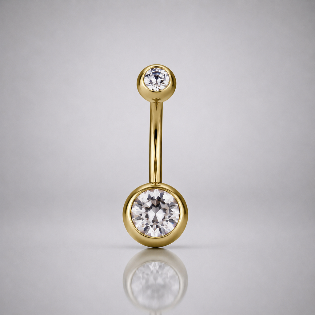 Bauchnabelpiercing aus Titan mit Zirkonia-Kristall 