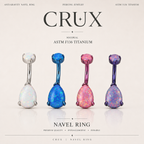 Tropfenförmiger Bauchnabelring aus Titan mit doppeltem Opal 