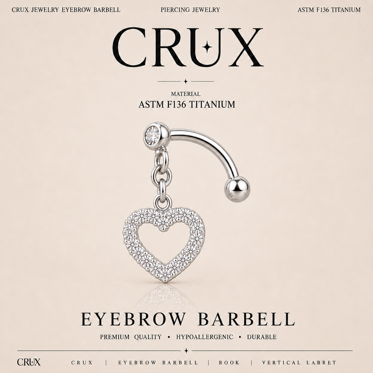 Cross CZ Stainless Steel Rook Stud