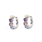 PAIR OF Star & Heart Rainbow CZ white-gold-plated copper Earring - PAIR OF Star & Heart Rainbow CZ white-gold-plated copper Earring - Heart by CRUXJEWELRY