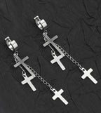 Cross Drop Chain Stainless Steel Earring Chain - Cross Drop Chain Stainless Steel Earring Chain - Black / Single by CRUXJEWELRY