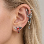 Skeleton Dangle Barbell Earring detail 2