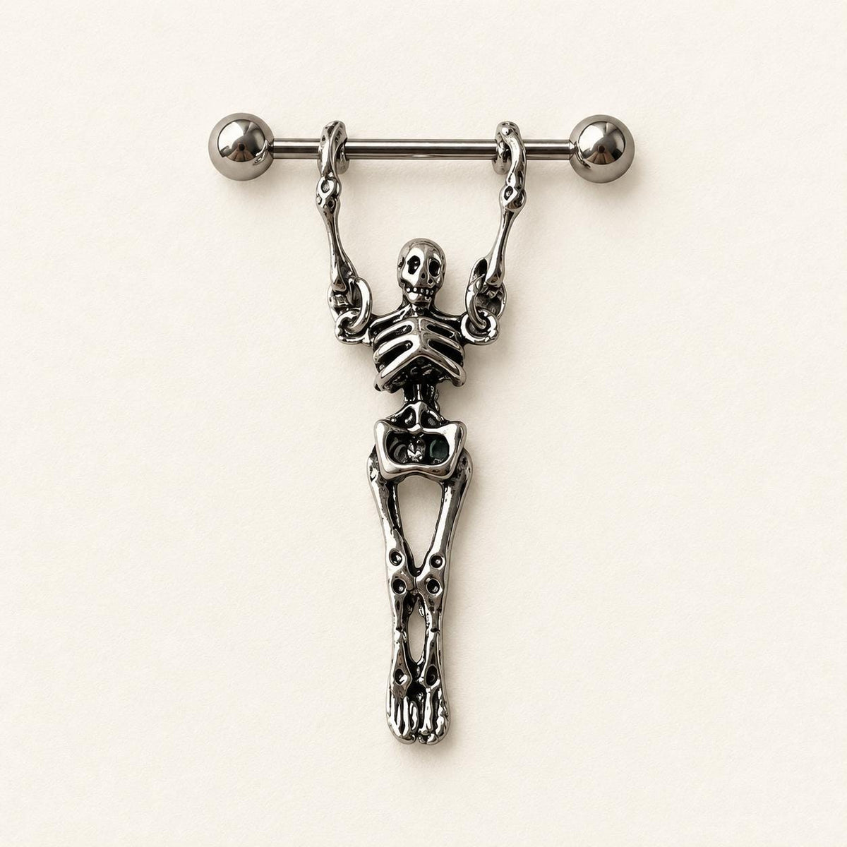 Skeleton Dangle Barbell Earring detail 5
