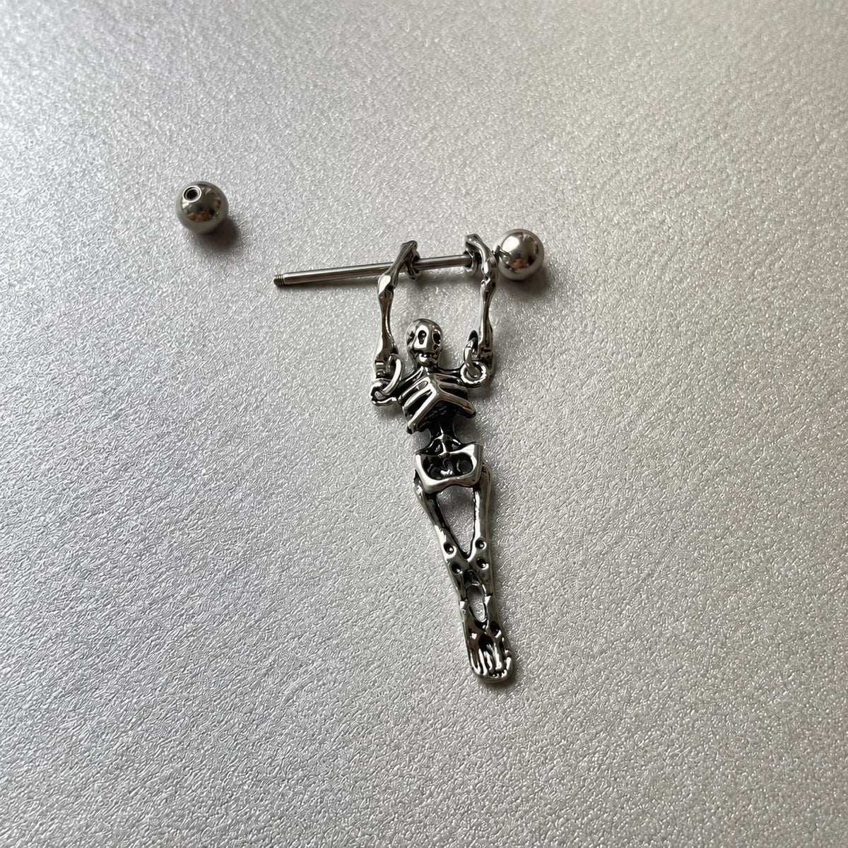 Skeleton Dangle Barbell Earring detail 6