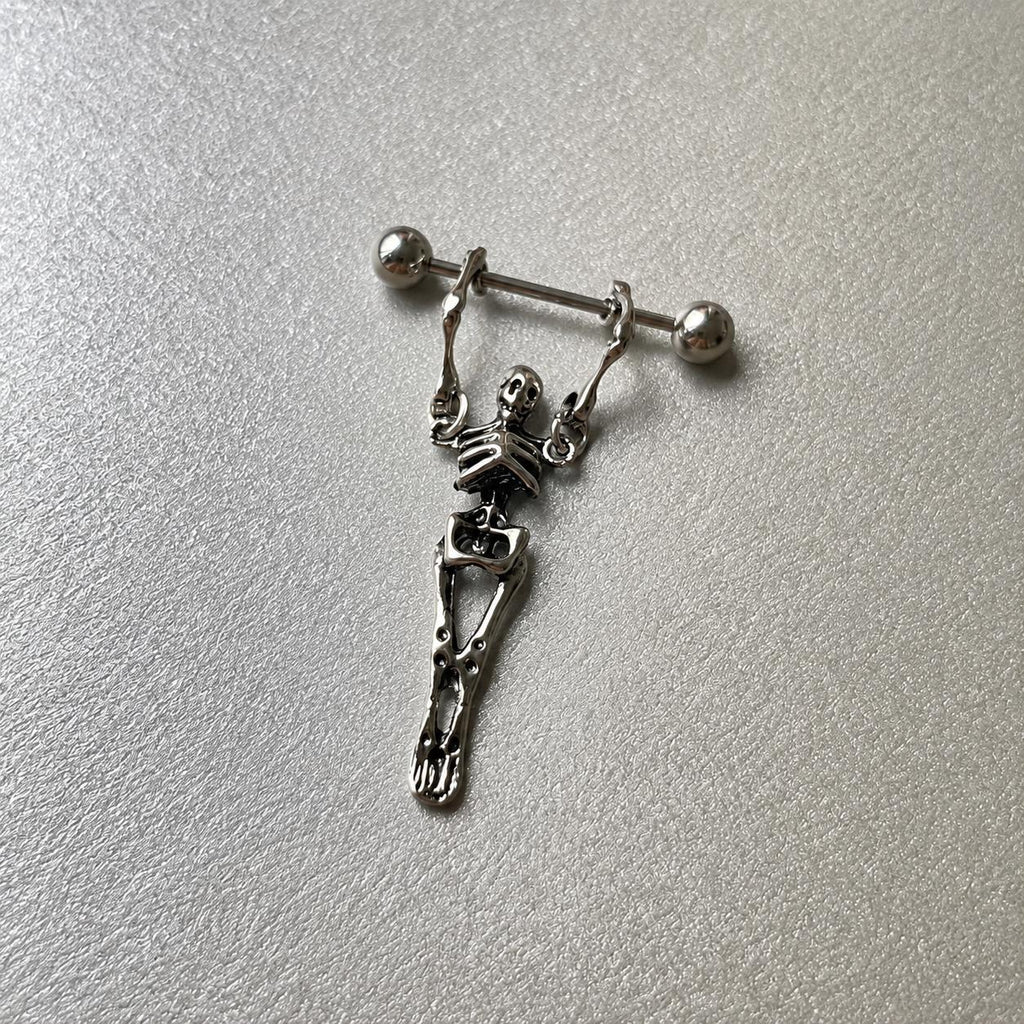 Skeleton Dangle Barbell Earring detail 7