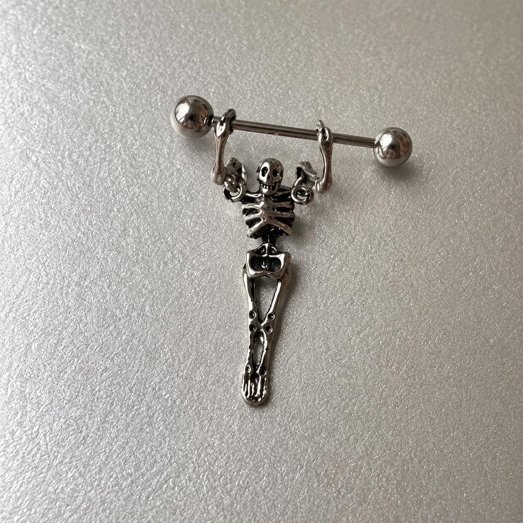 Skeleton Dangle Barbell Earring detail 8