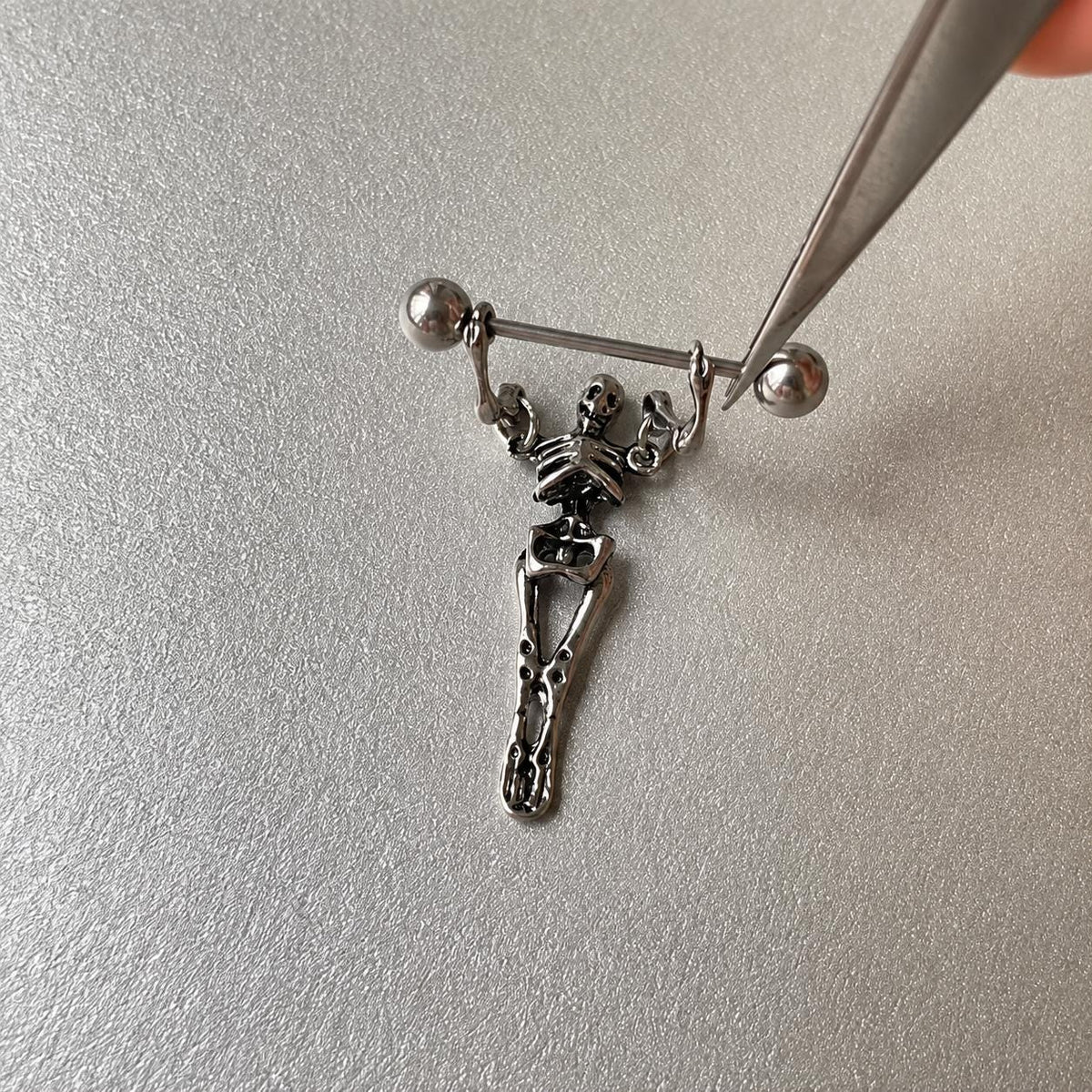 Skeleton Dangle Barbell Earring detail 9
