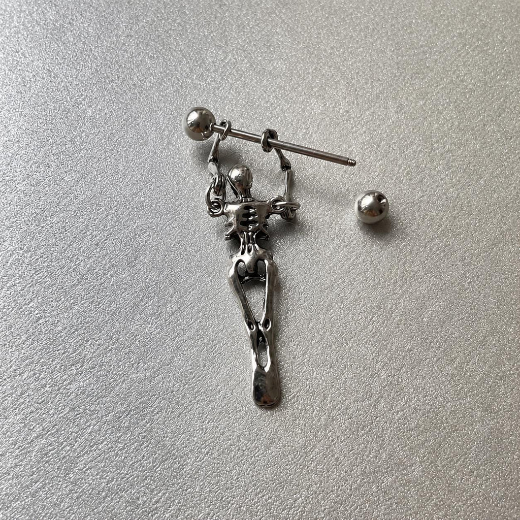 Skeleton Dangle Barbell Earring detail 10