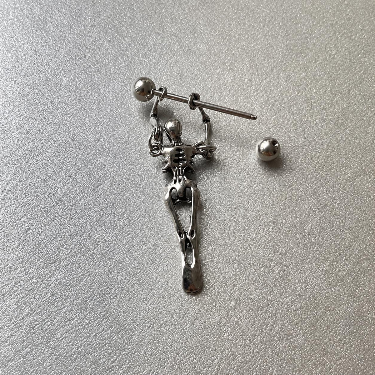 Skeleton Dangle Barbell Earring detail 10