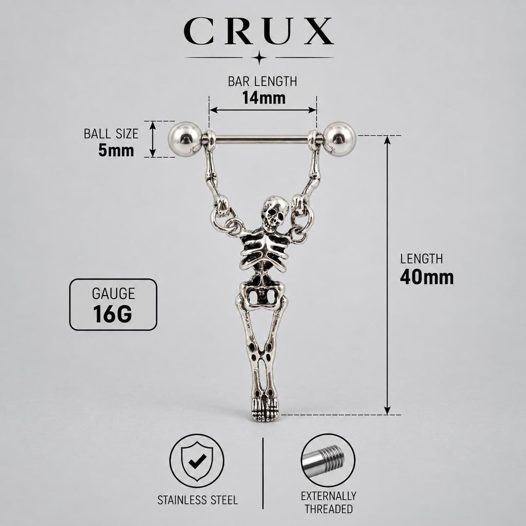 Skeleton Dangle Barbell Earring detail 11