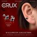 Black CZ Bat Stud Earring