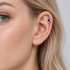 Black CZ Bat Stud Earring detail 3
