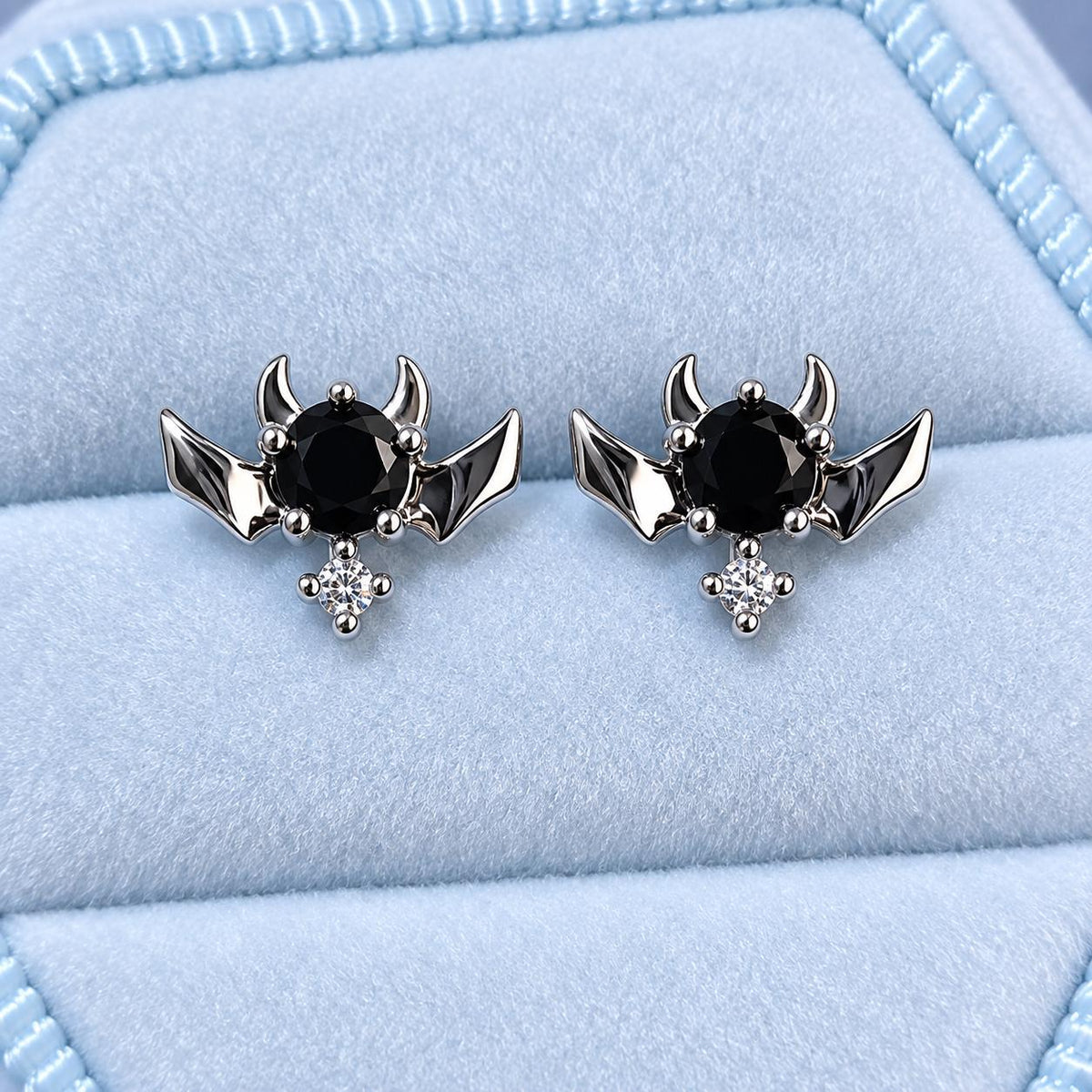 Black CZ Bat Stud Earring detail 4