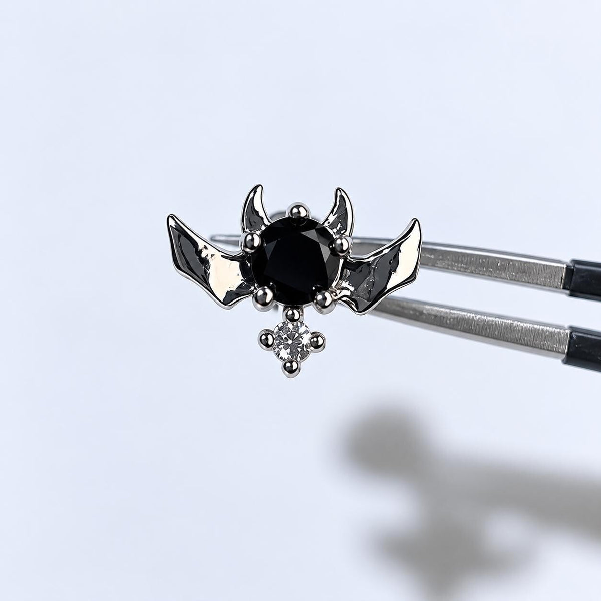 Black CZ Bat Stud Earring detail 5