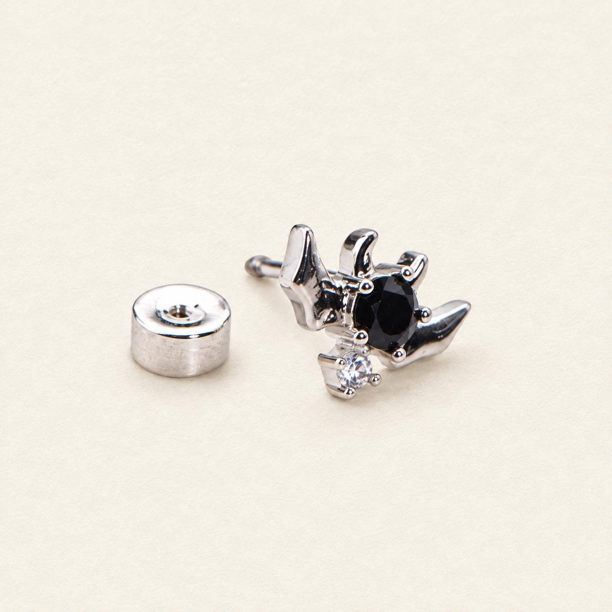 Black CZ Bat Stud Earring detail 6