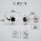 Black CZ Bat Stud Earring detail 7