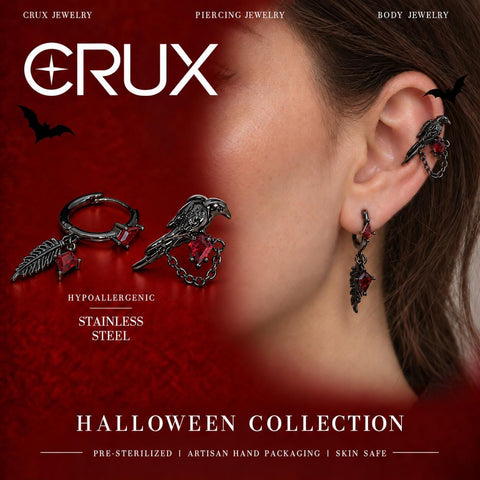 Raven & Feather Hoop Earring