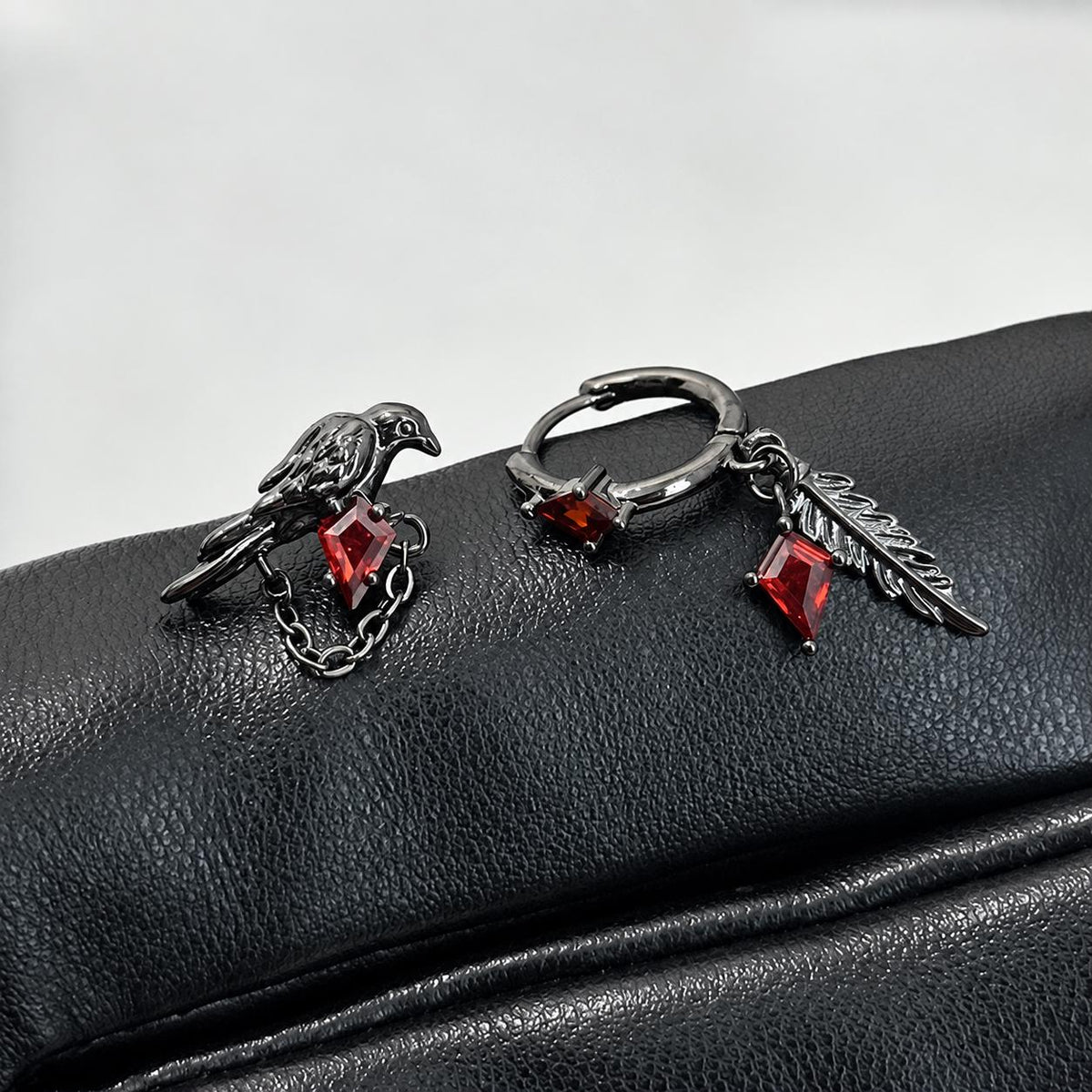 Raven & Feather Hoop Earring detail 3