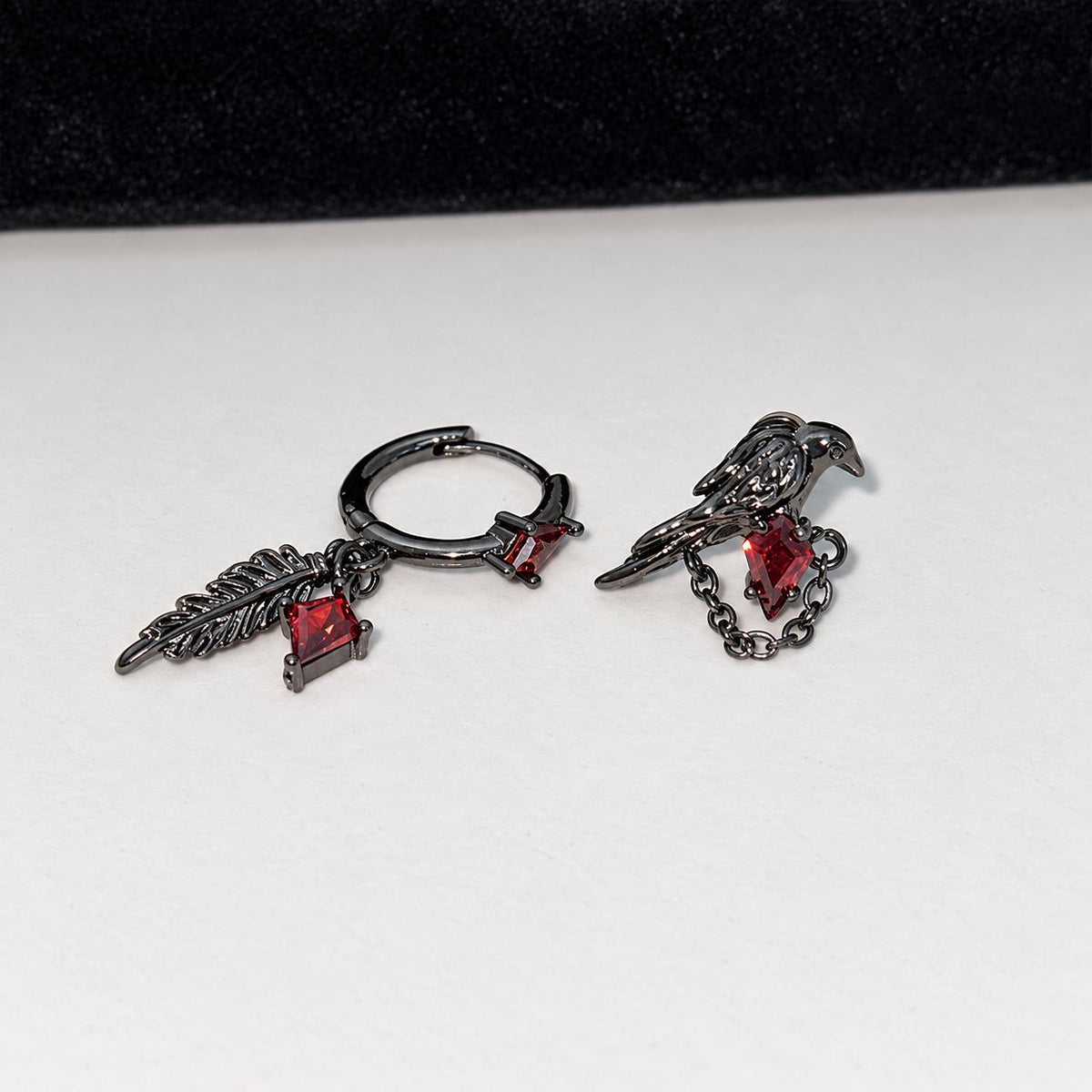 Raven & Feather Hoop Earring detail 4