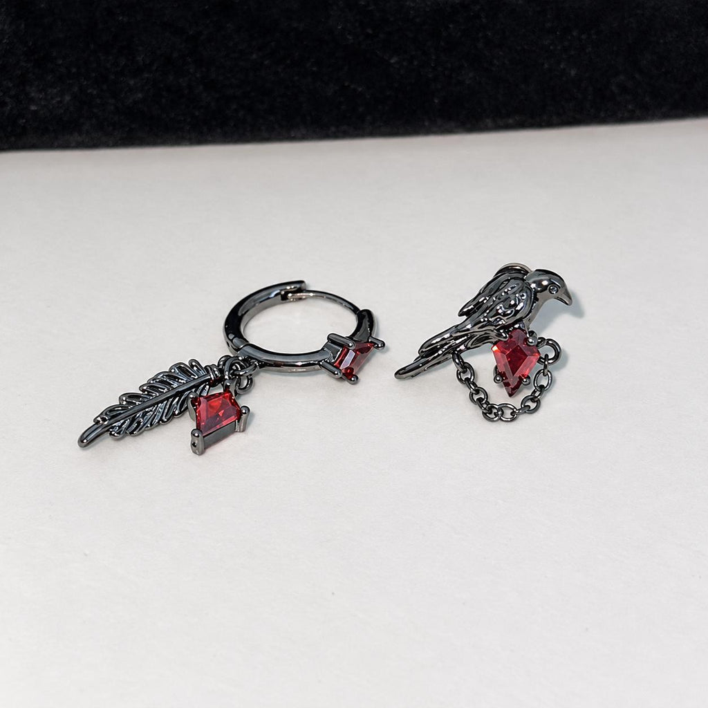 Raven & Feather Hoop Earring detail 5