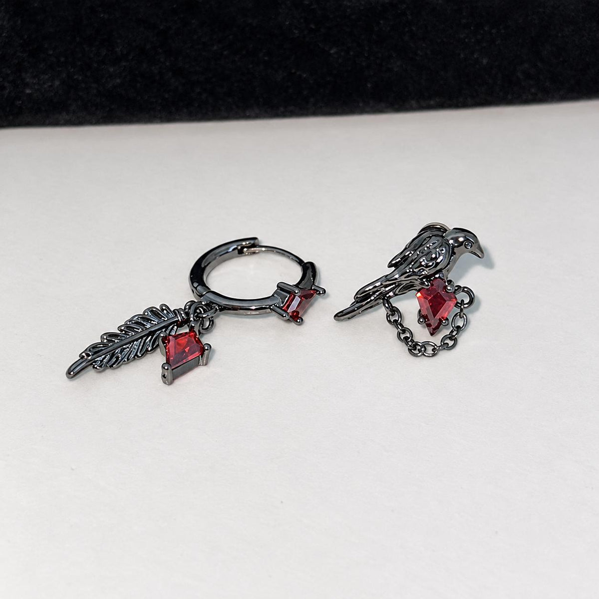Raven & Feather Hoop Earring detail 5