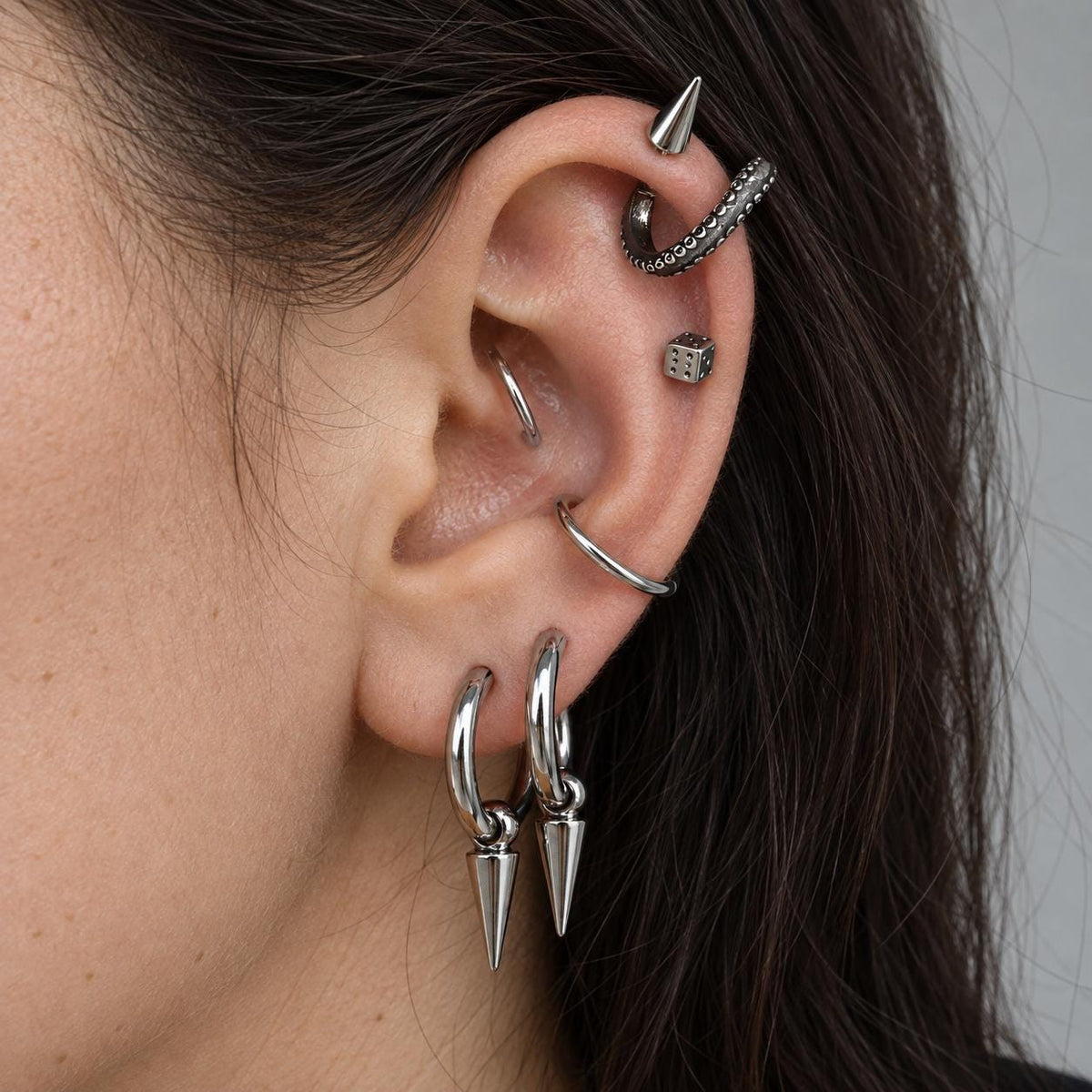 Cyberpunk Tentacle & Dice Ear Stack detail 2